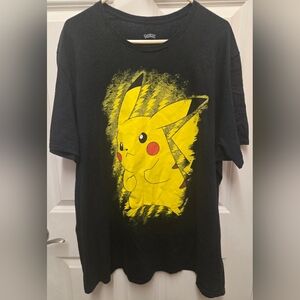 Pokemon Pikachu Black Graphic Shirt Men XXL